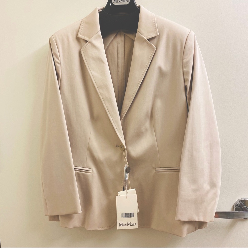 MaxMara Micaela Notch Collar Blazer in Sand color